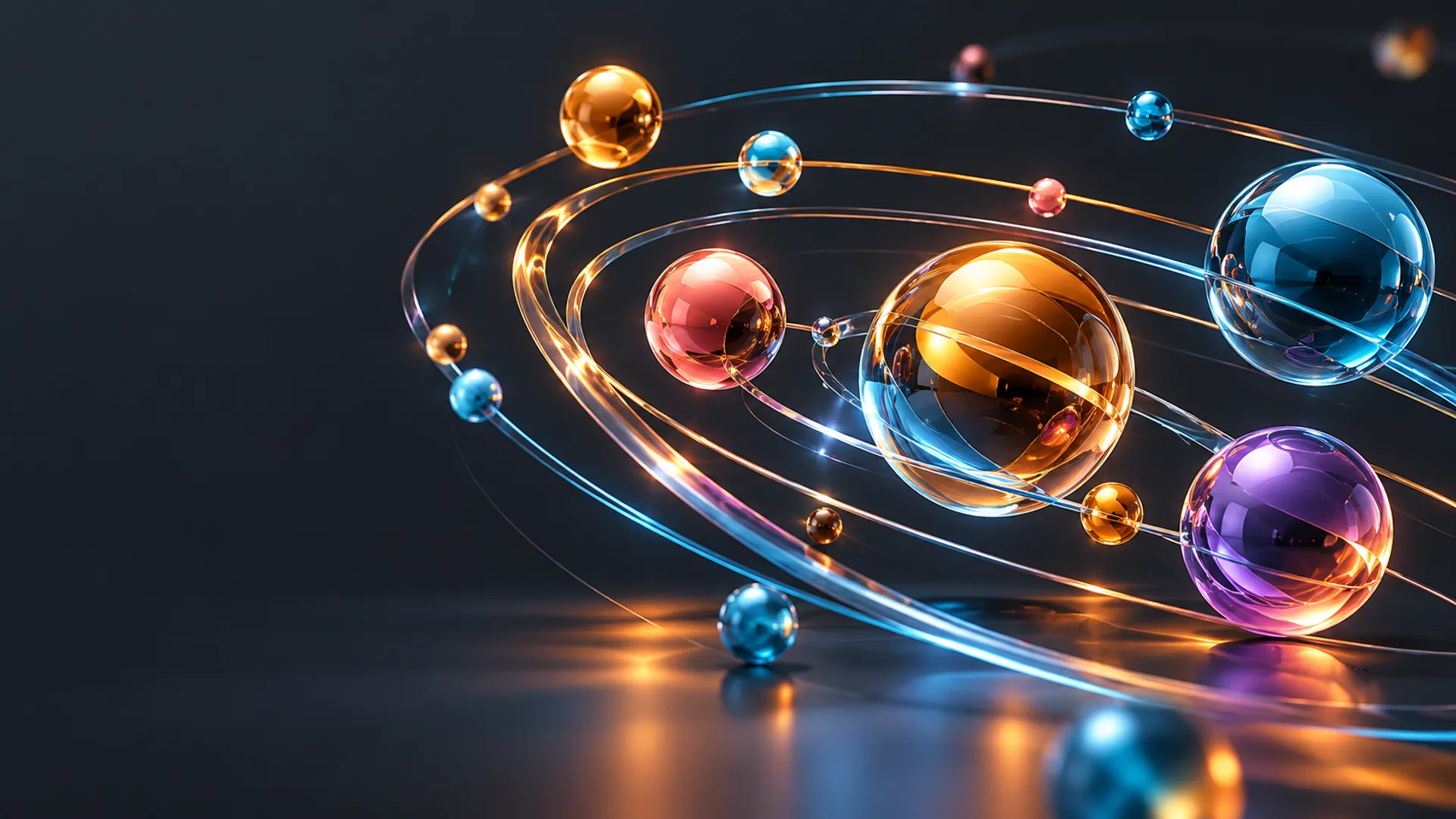 Glass spheres connected by fine orbital paths